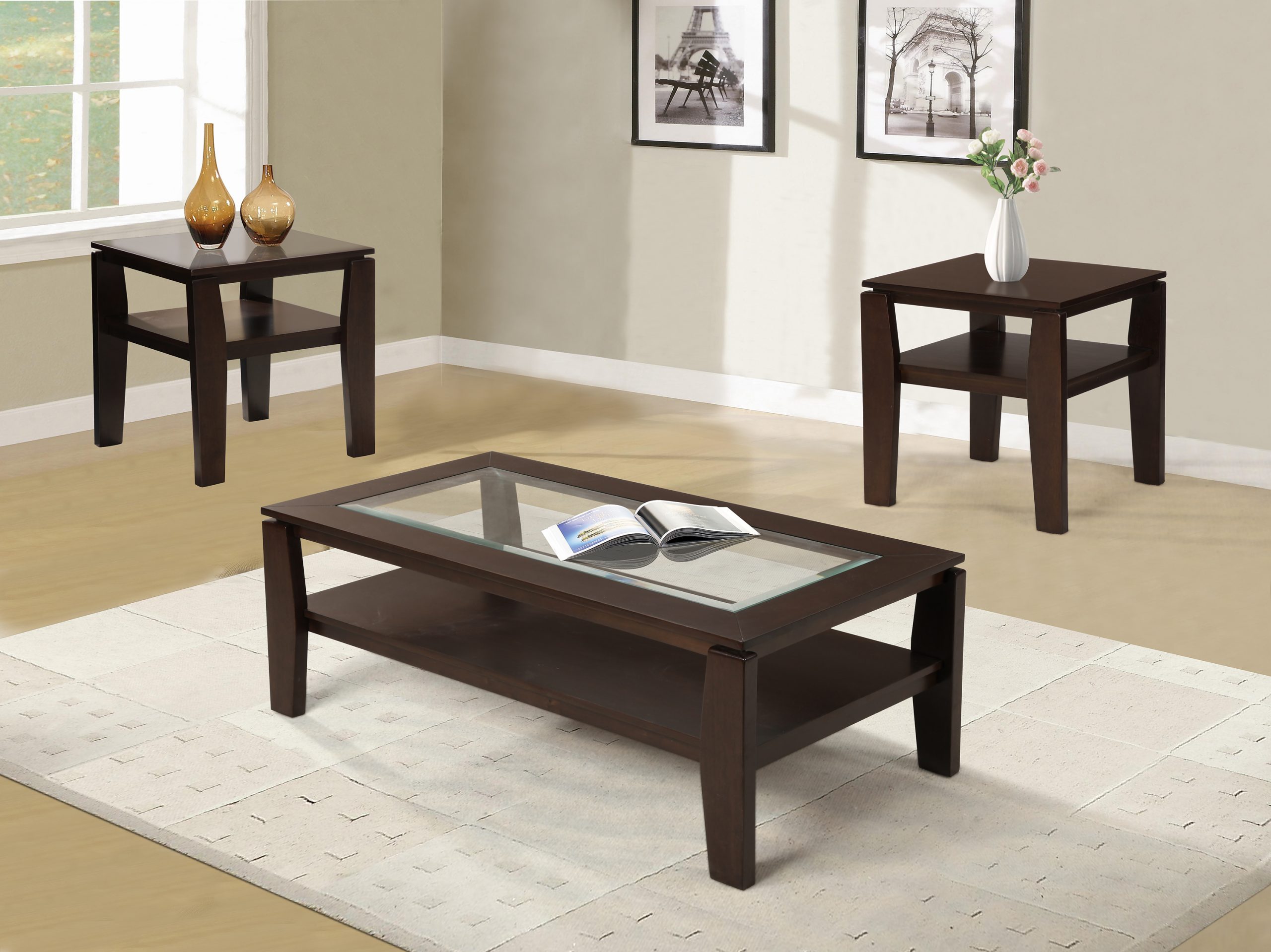 3 PACK COFFEE & 2 END TABLES
