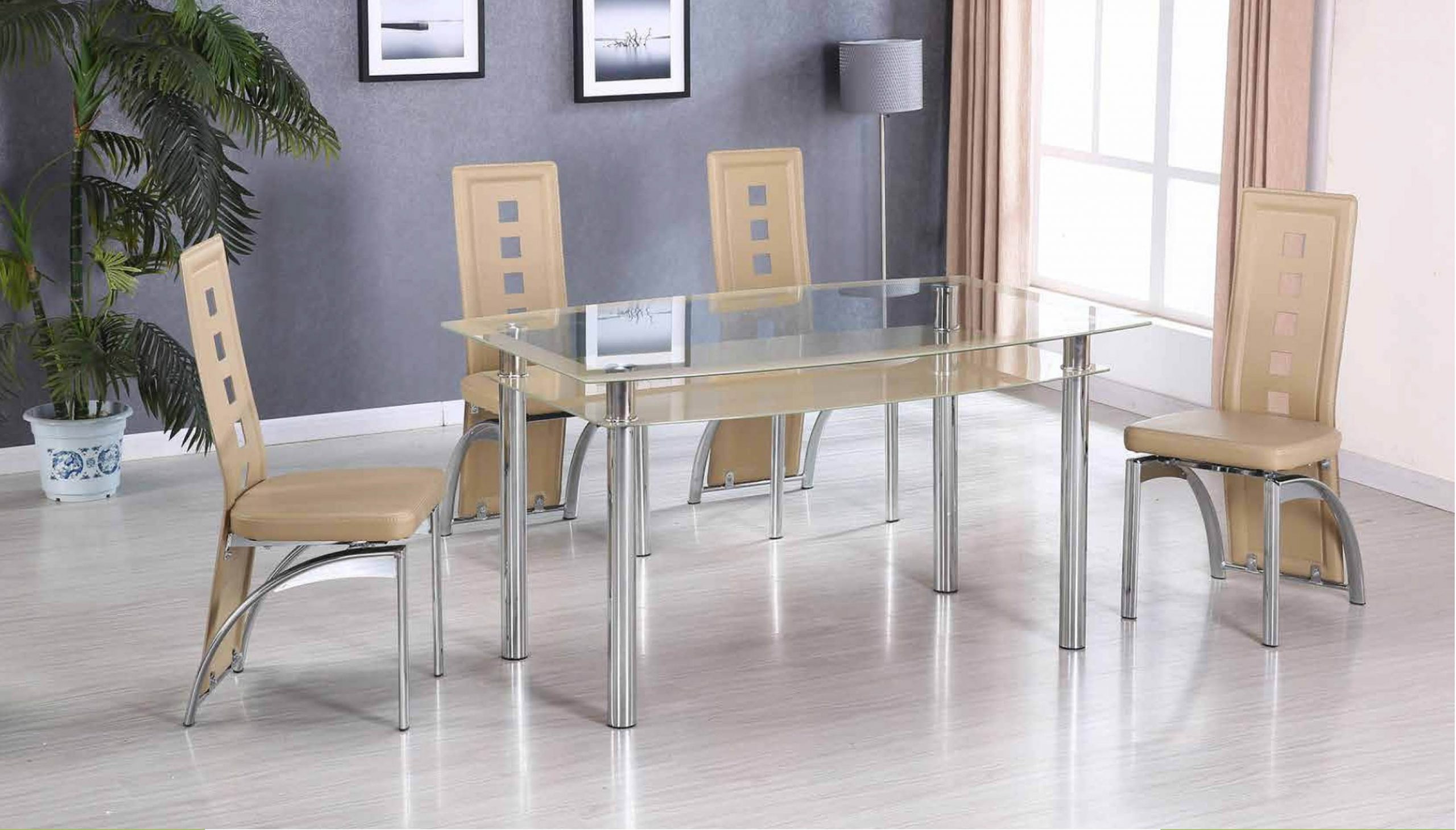 GLASS DINING TABLE W/ 4CHAIRS